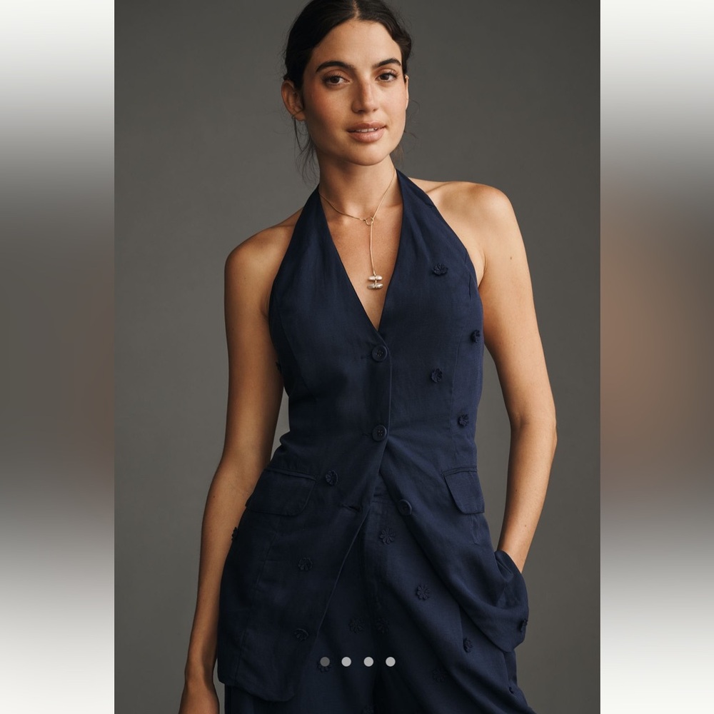 Anthropologie Maeve Linen Blend Halter Vest
